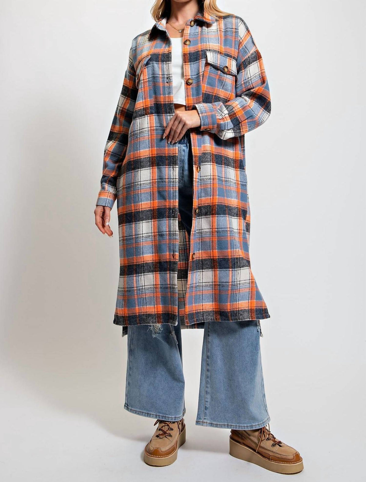 Easel - Plaid Button Down Jacket