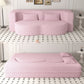 Modern Floor Sofa With Two Pillows Convertible Teddy Fabric Foam Filled Bed