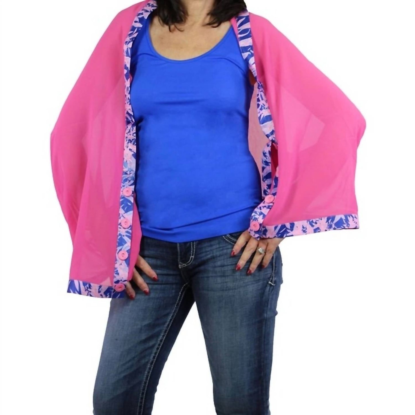 Magic Scarf - Women's Origami Trim Button Shawl Shrug Wrap