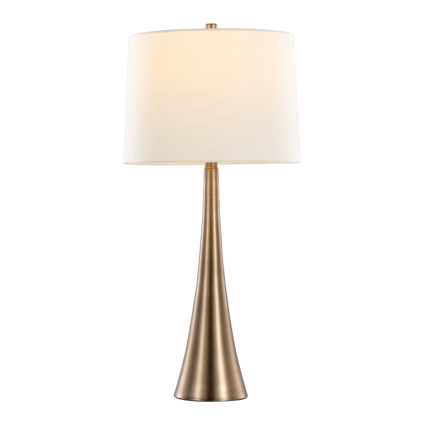 Diana 29" Contemporary Metal Table Lamp Set - Matte Golden Bronze & White Linen Shade