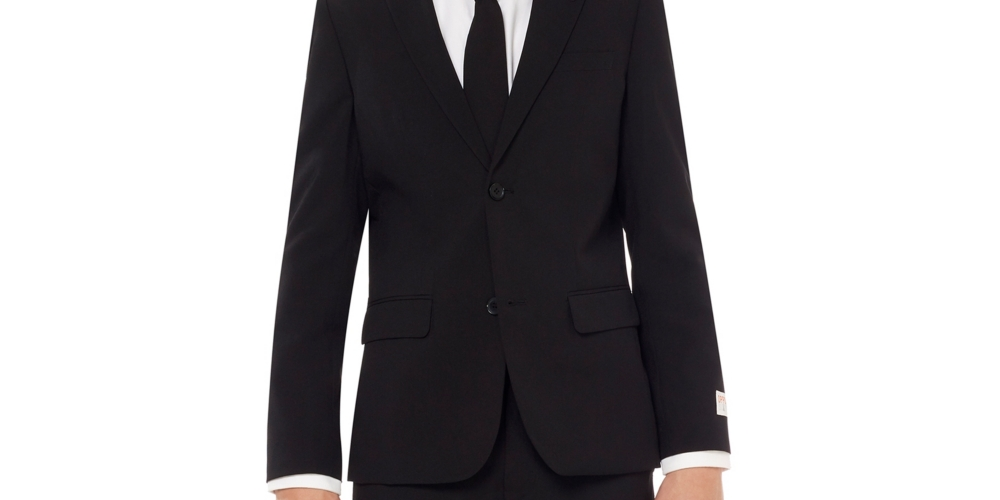 OppoSuits Big Boy's Knight Slim Fit Solid Suit Black Size 16