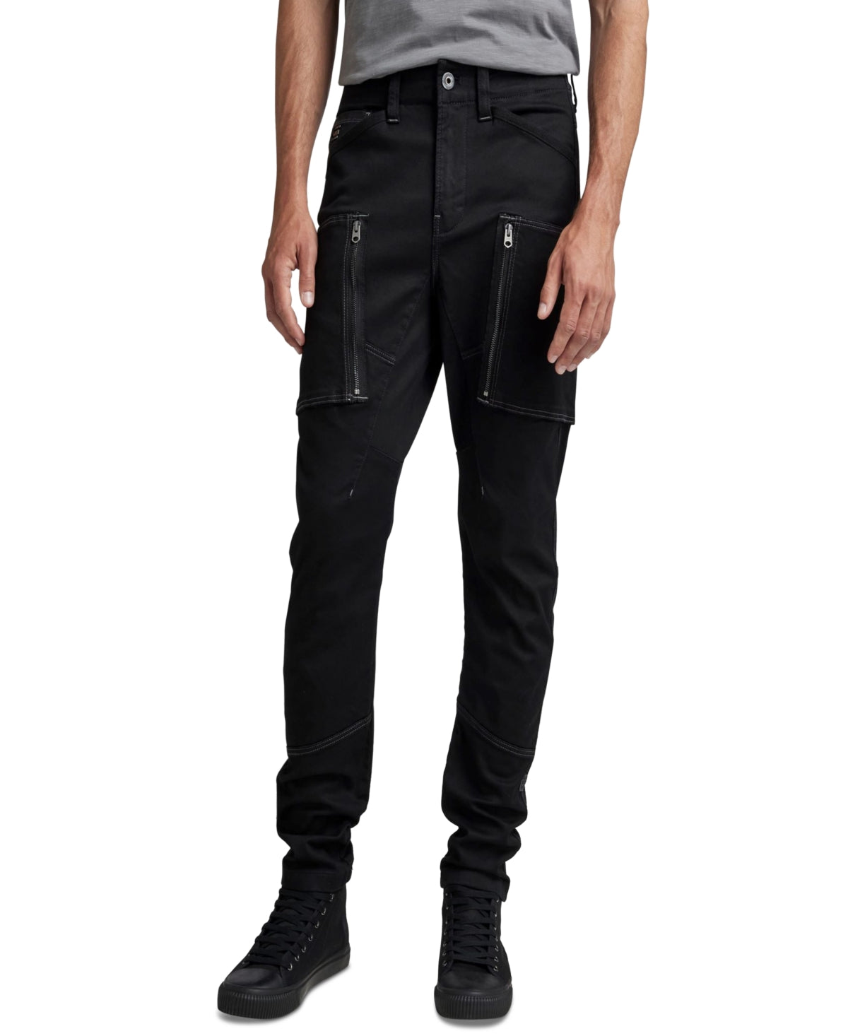 G-Star Raw Men's Skinny Fit Zip Pockets 3D Cargo Pants Black Size 30X30
