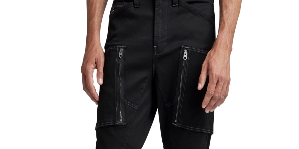 G-Star Raw Men's Skinny Fit Zip Pockets 3D Cargo Pants Black Size 30X30