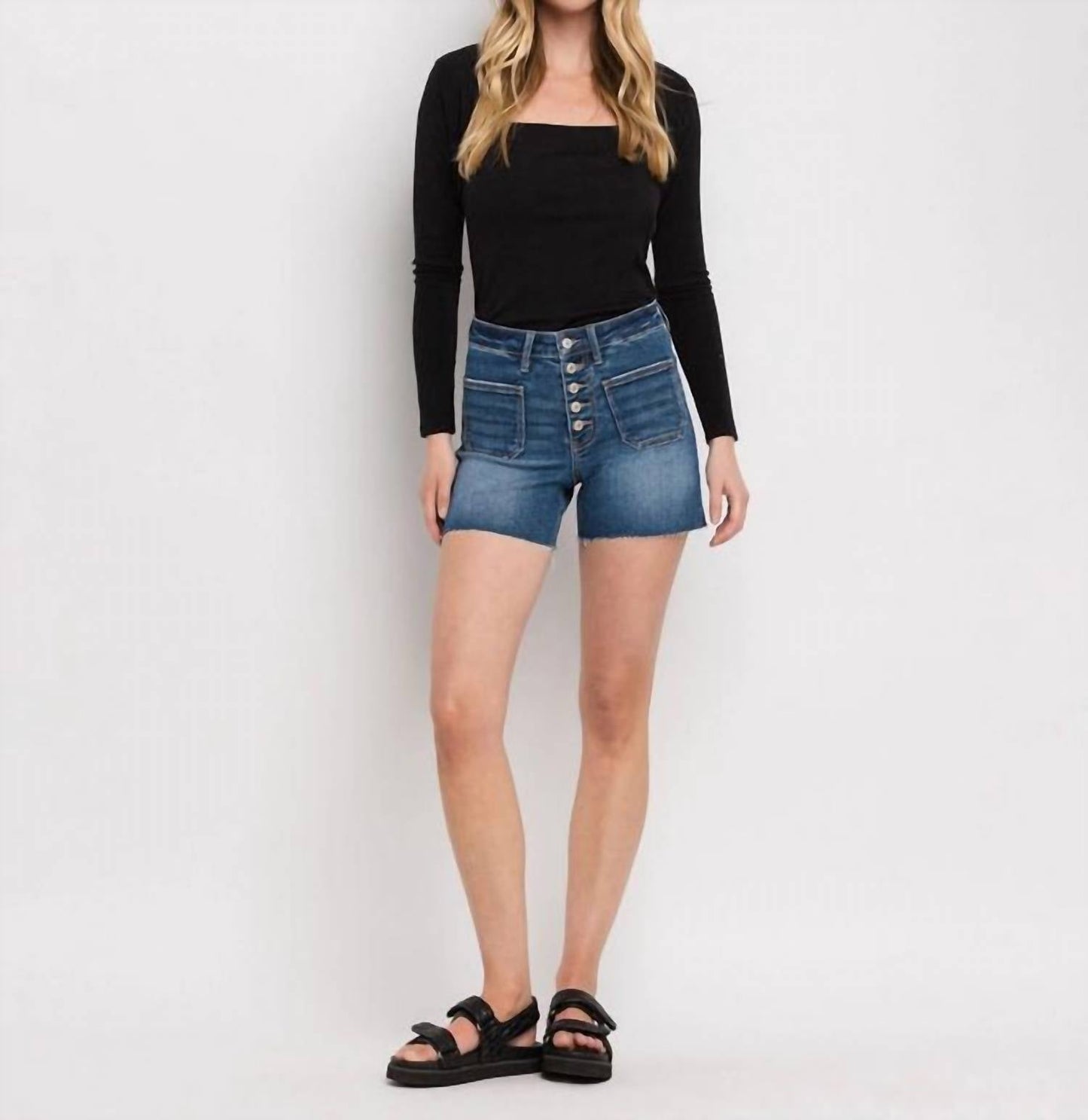 Lovervet - High Rise Button Up Shorts