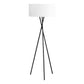 8th Street Black Metal Floor Lamp with Ivory Fabric Shade