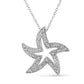 .925 Sterling Silver Prong-Set Diamond Accent Starfish 18" Pendant Necklace (I-J Color, I1-I2 Clarity)