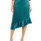 Alfani Women's Asymmetrical Ruffle Hem Skirt Green Size 16