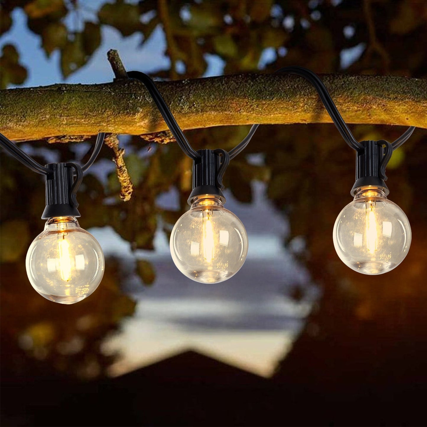 98FT LED Outdoor String Lights with 50 Shatterproof Bulbs