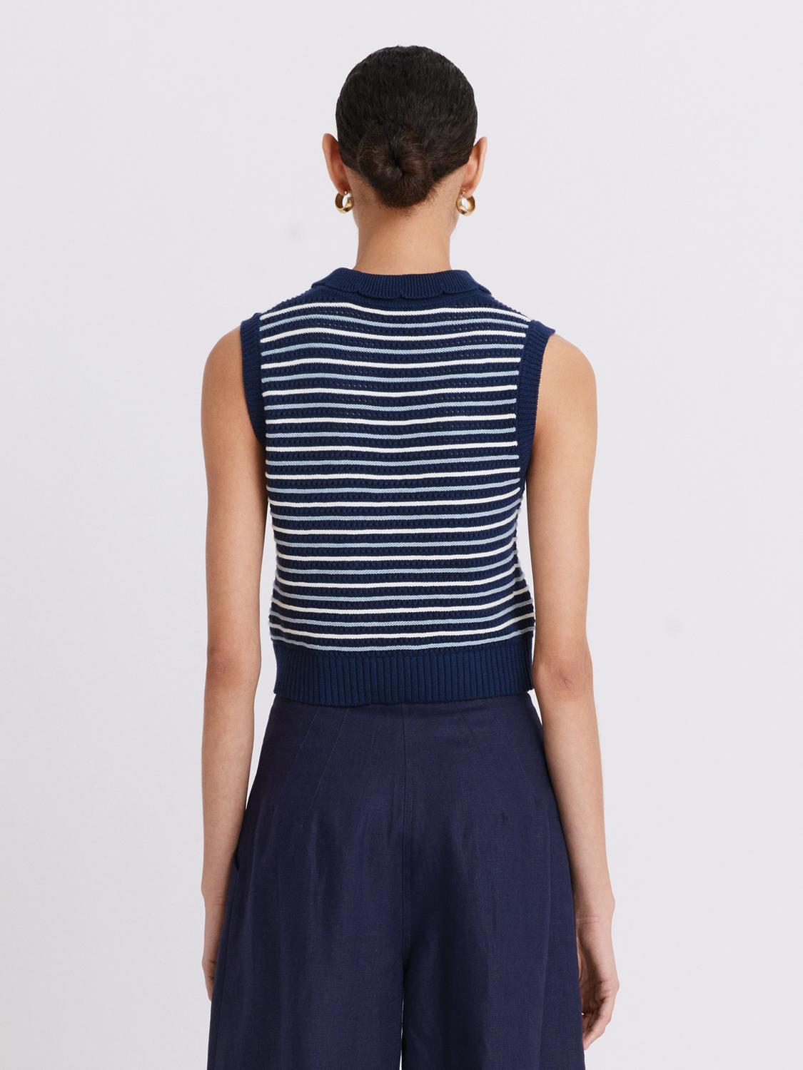 Matthew Bruch - Striped Mesh Collar Tank Top