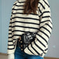 Striped Round Neck Long Sleeve Sweater