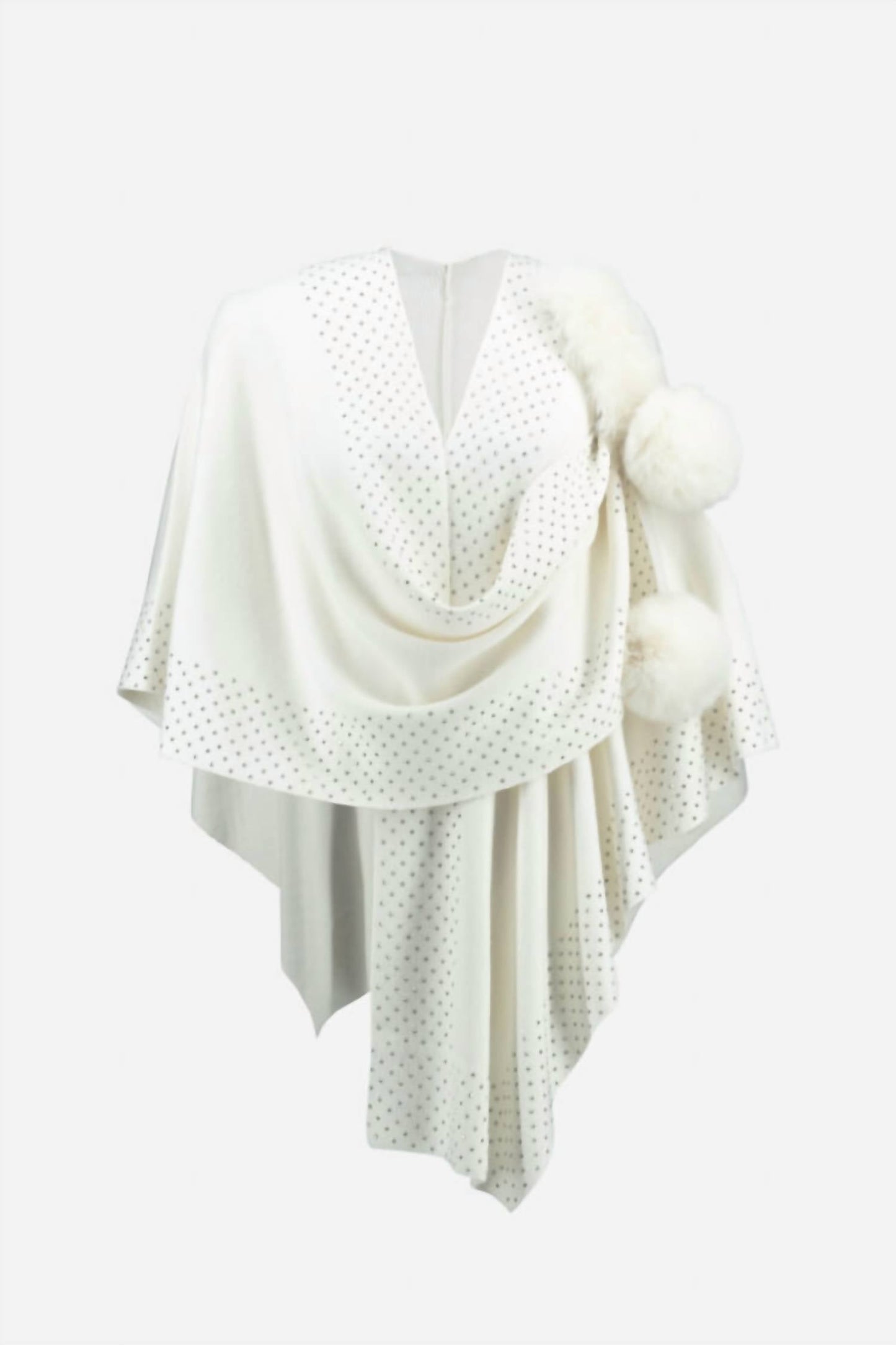 Joseph Ribkoff - Faux Fur Pom Pom Cape Shawl