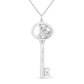 .925 Sterling Silver Diamond Accent Virgo Zodiac Key 18" Pendant Necklace (K-L Color, I1-I2 Clarity)