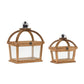Tapered wood lantern w open lid (set of 2)