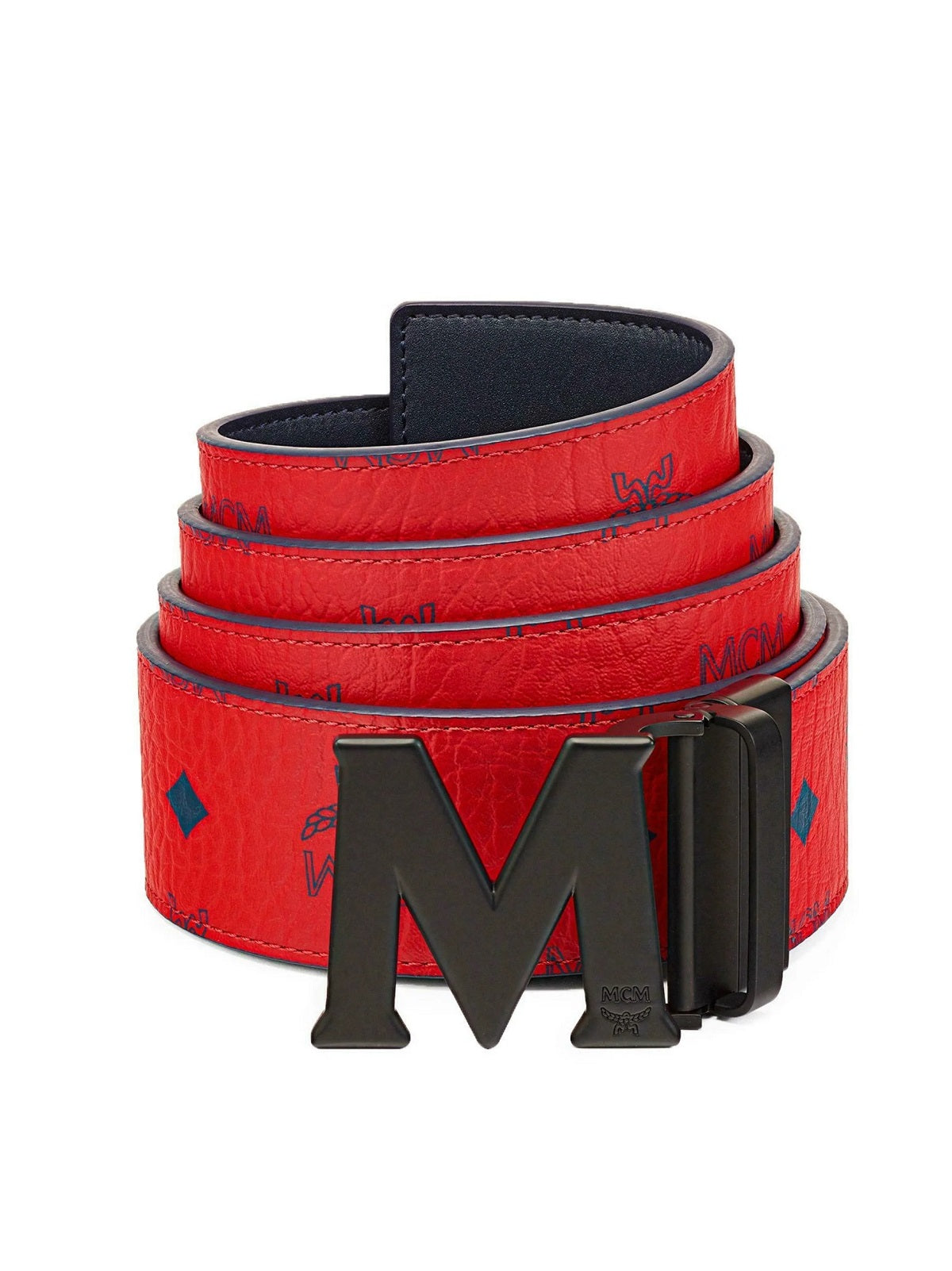 MCM Men's Logo Buckle Reversible Belt Red Size Regular