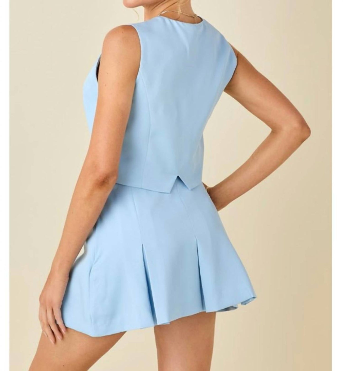 Baby Pink - Women's Front Tie Top And Skort Set