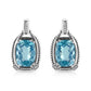 .925 Sterling Silver 14x10MM Cushion Cut Blue Topaz Gemstone and Diamond Accent Dangle Earring (I-J Color, I1-I2 Clarity)