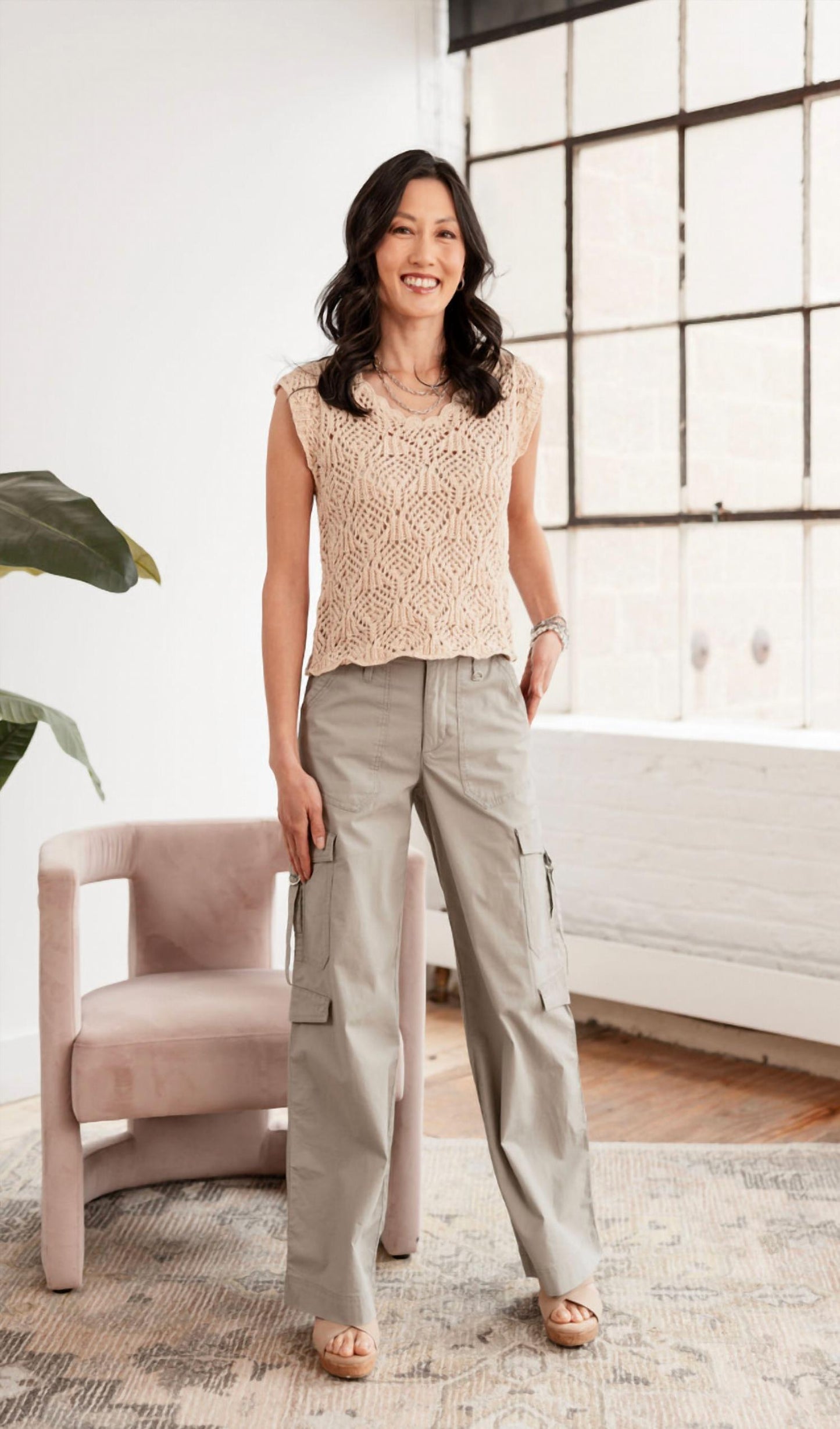 Elan - Cap Sleeve Crochet Sweater
