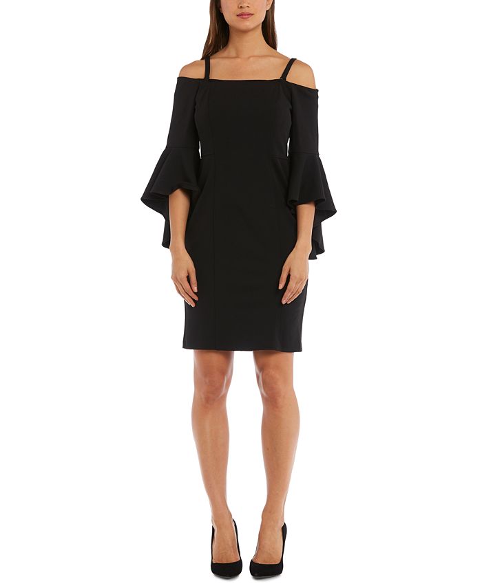 R & M Richards Women's Bell Sleeve Sheath Dress Black Size 12