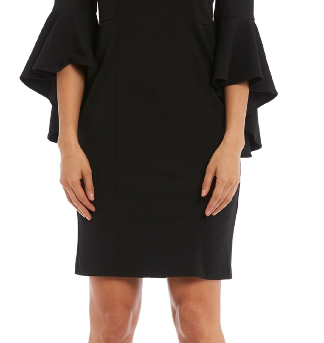 R & M Richards Women's Bell Sleeve Sheath Dress Black Size 12