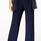R & M Richards Women's Metallic Pantsuit Shell & Necklace Set Blue Size 6Petite
