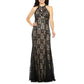 Nightway Women's Lace Keyhole Halter Gown Black Size 14