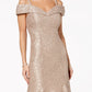 R & M Richards Women's Off The Shoulder Lace Gown Brown Size 10