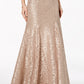 R & M Richards Women's Off The Shoulder Lace Gown Brown Size 10