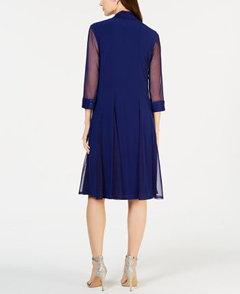 R & M Richards Women's Embellished Dress & Duster Jacket Blue Size 18