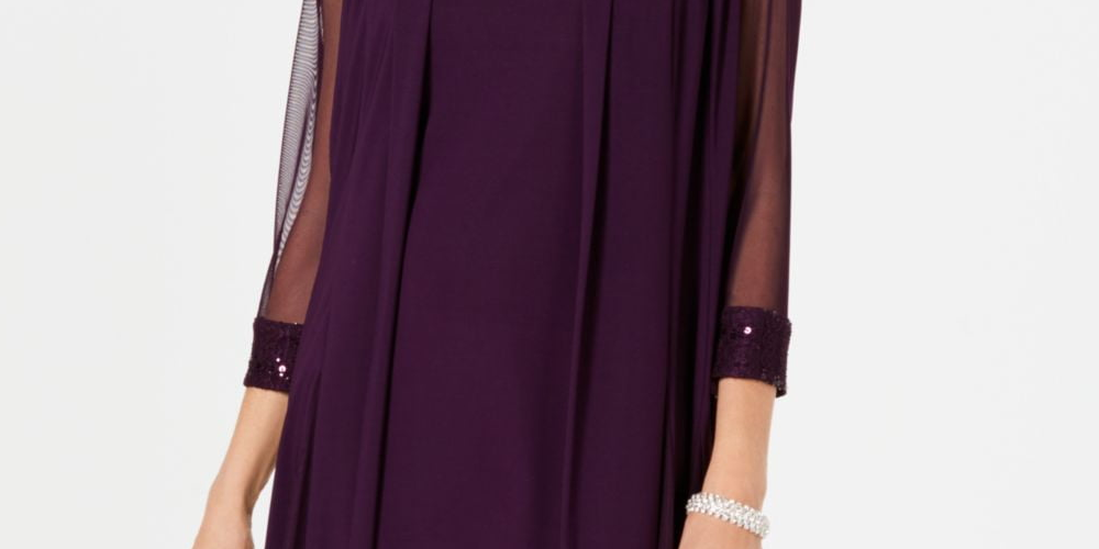 R & M Richards Women's Embellished Dress & Duster Jacket Purple Size 16