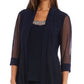R & M Richards Women's 2 Pc Jacket Top & Pants Set Blue Size 12 Petite
