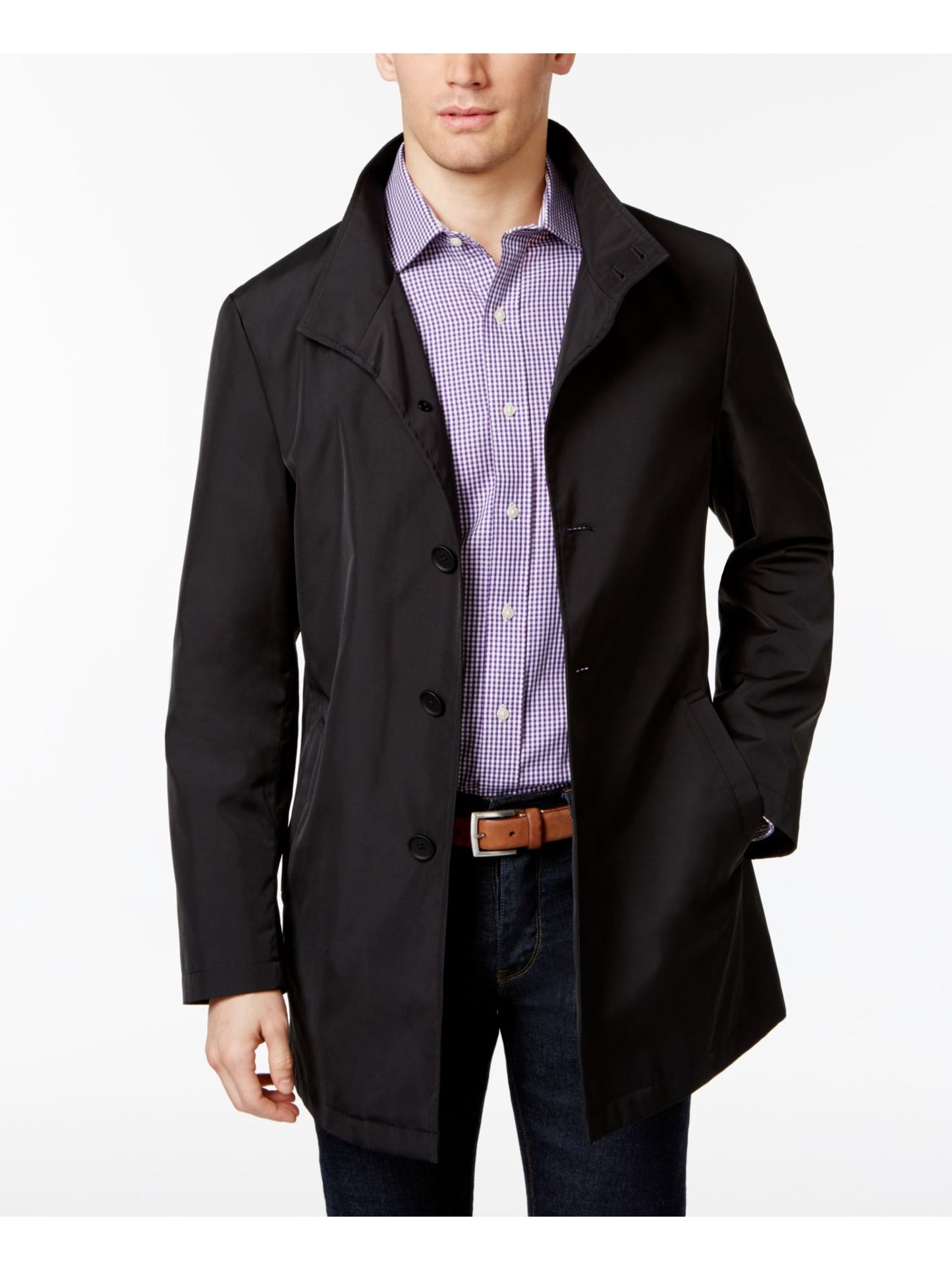 Calvin Klein Men's Raincoat Jacket Black Size 40