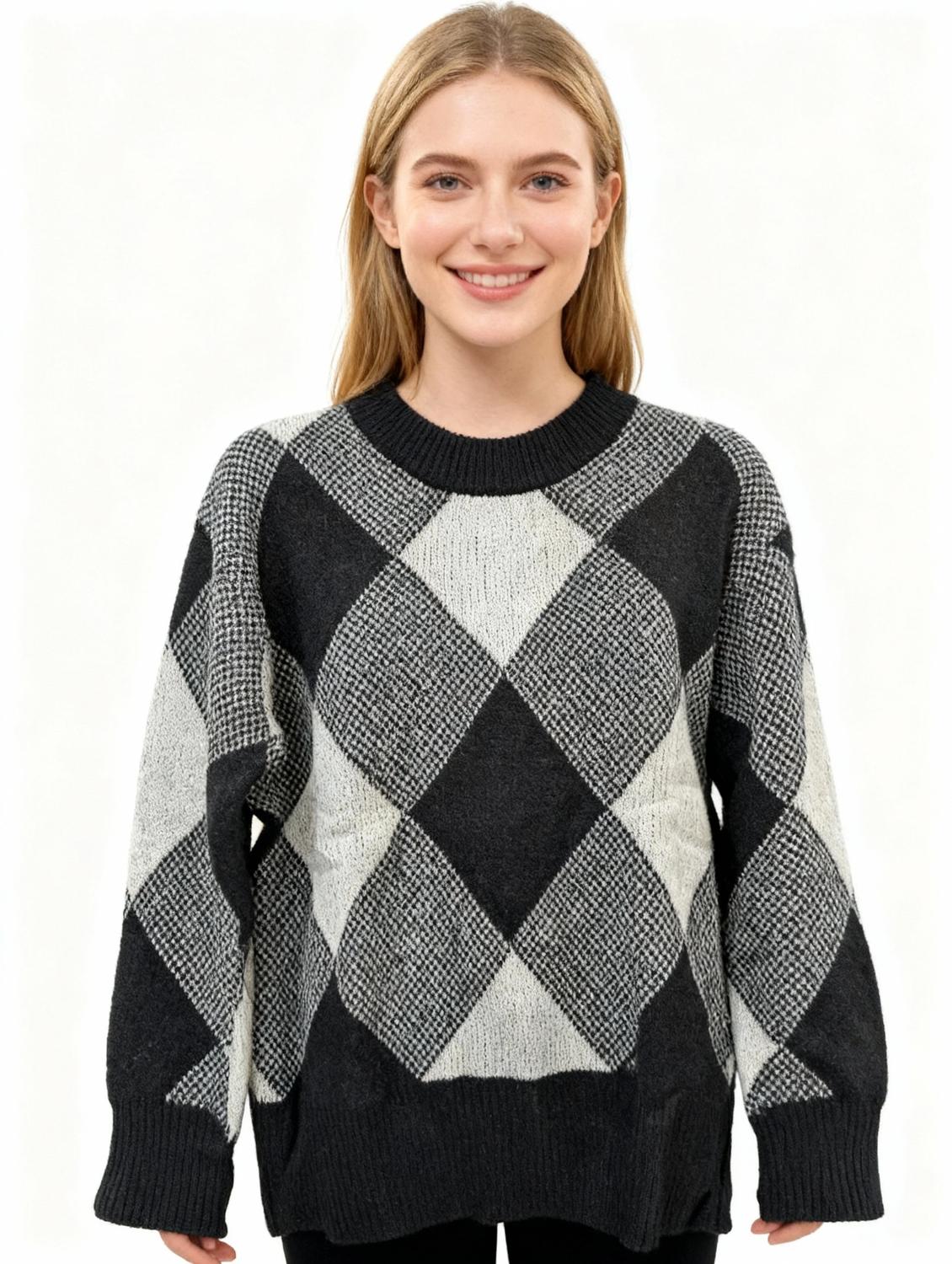 Aqua - Long Sleeve Textured Sweater