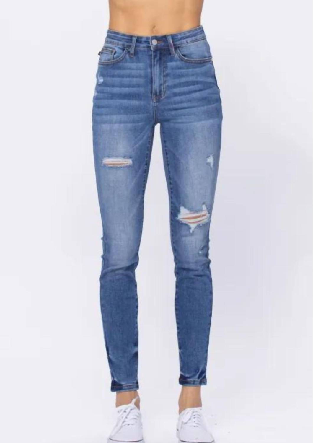 Judy Blue - RAINBOW EMBROIDERY POCKET SKINNY JEAN - PLUS