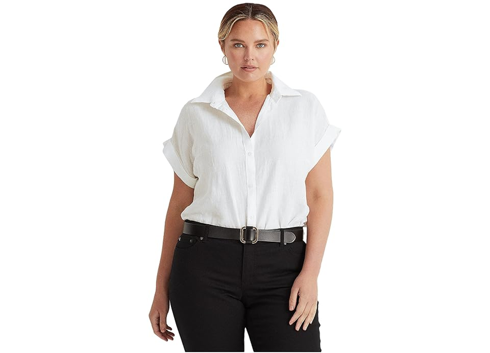 Ralph Lauren Women's Linen Dolman Sleeve Shirt White Size 1X
