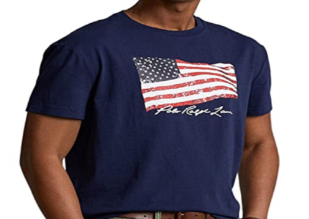 Polo Ralph Lauren Men's Classic Fit American Flag T-Shirt Blue Size Small