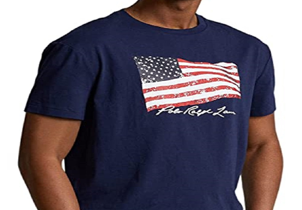 Polo Ralph Lauren Men's Classic Fit American Flag T-Shirt Blue Size XX-Large
