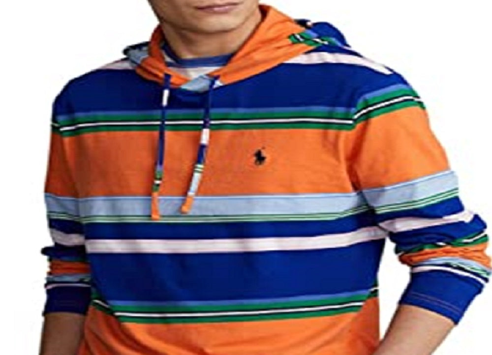 Polo Ralph Lauren Men's Striped Jersey Hooded T-Shirt Orange Size Small