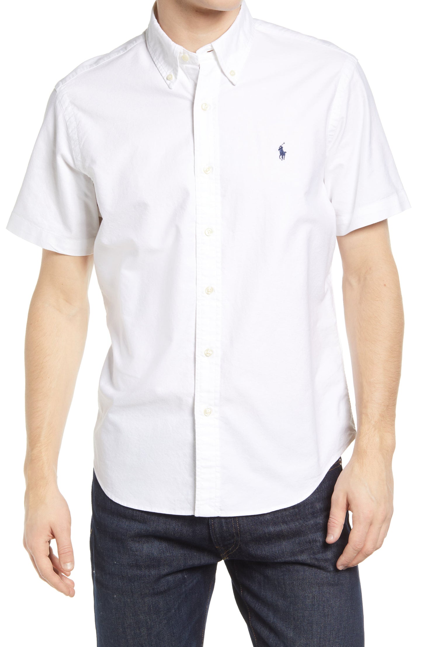 Polo Ralph Lauren Men's Short Sleeve Cotton Button Down Shirt White Size X-Large