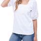 Fever Women's Eyelet Puff Sleeve Top White Size Medium