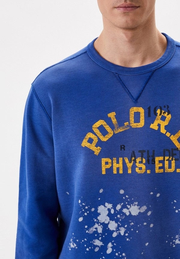 Polo Ralph Lauren लोगो फ़्लीस स्वेटशर्ट नीला साइज़ 2XL