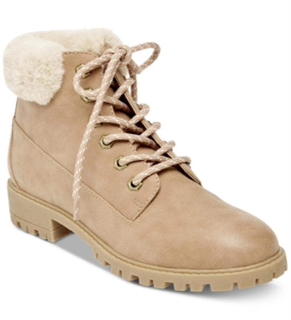 Madden Girl Women's Frankie Faux Fur Hiker Booties Brown Size 8.5 M