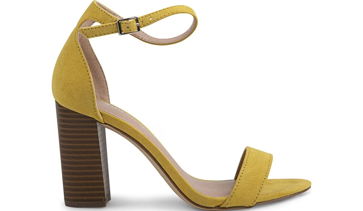 Madden Girl Women's Beella Fabric Open Toe Casual Ankle Strap Sandals Yellow Size 10
