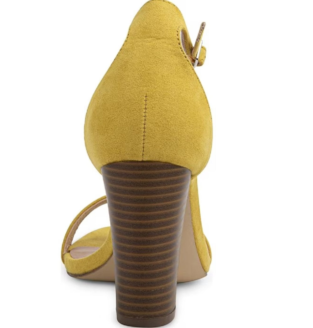 Madden Girl Women's Beella Fabric Open Toe Casual Ankle Strap Sandals Yellow Size 10
