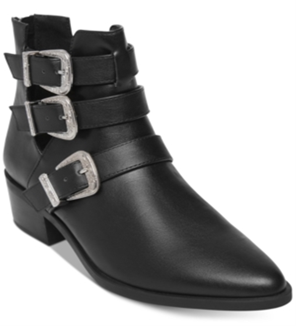 Madden Girl Women's Cecilyy Leather Pointed Toe Ankle Black Size 7 M