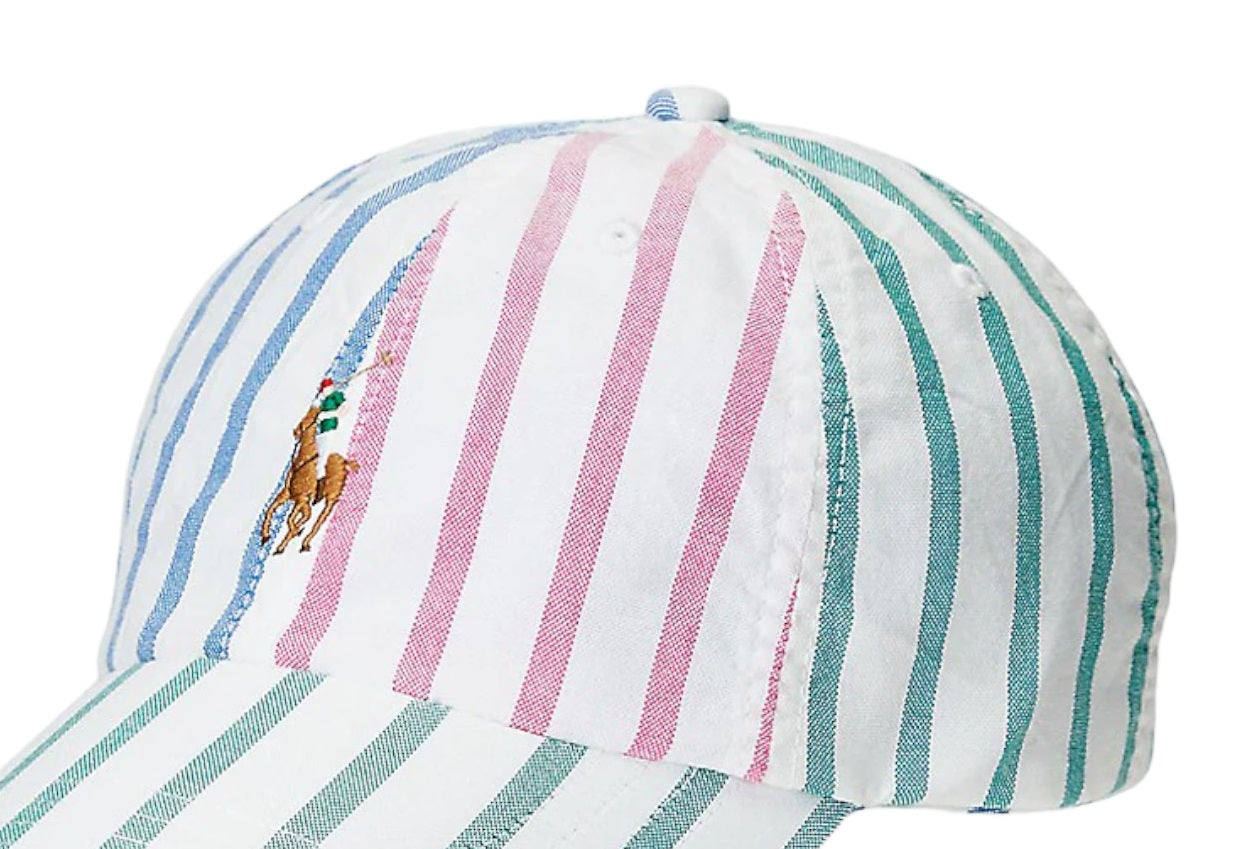 Polo Ralph Lauren Men's Striped Cotton Oxford Ball Cap White Size Regular