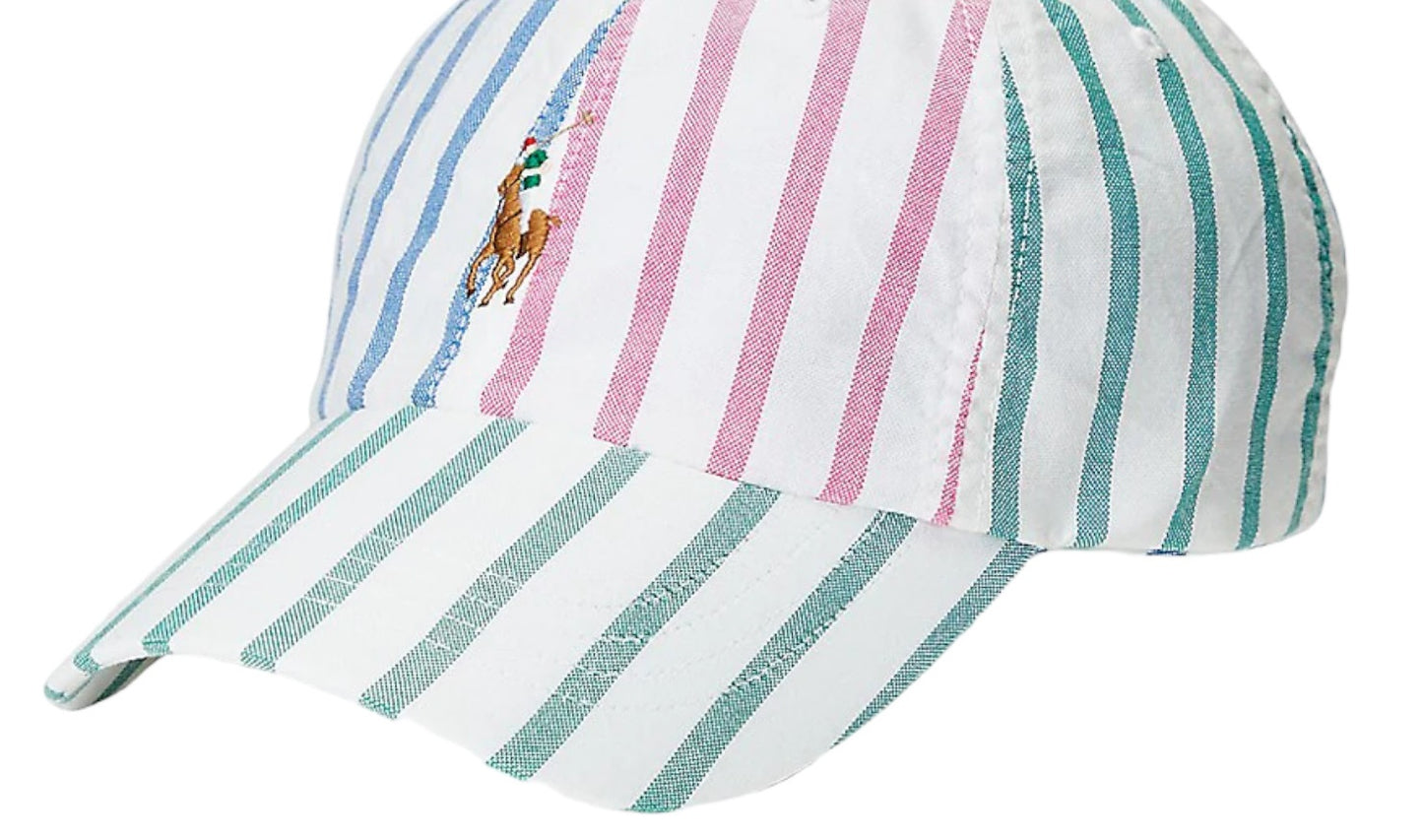 Polo Ralph Lauren Men's Striped Cotton Oxford Ball Cap White Size Regular