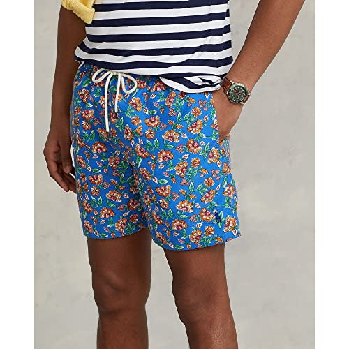 Ralph Lauren Men's Traveler Floral Recycled Polyester Swim Trunks Blue Size X-Large