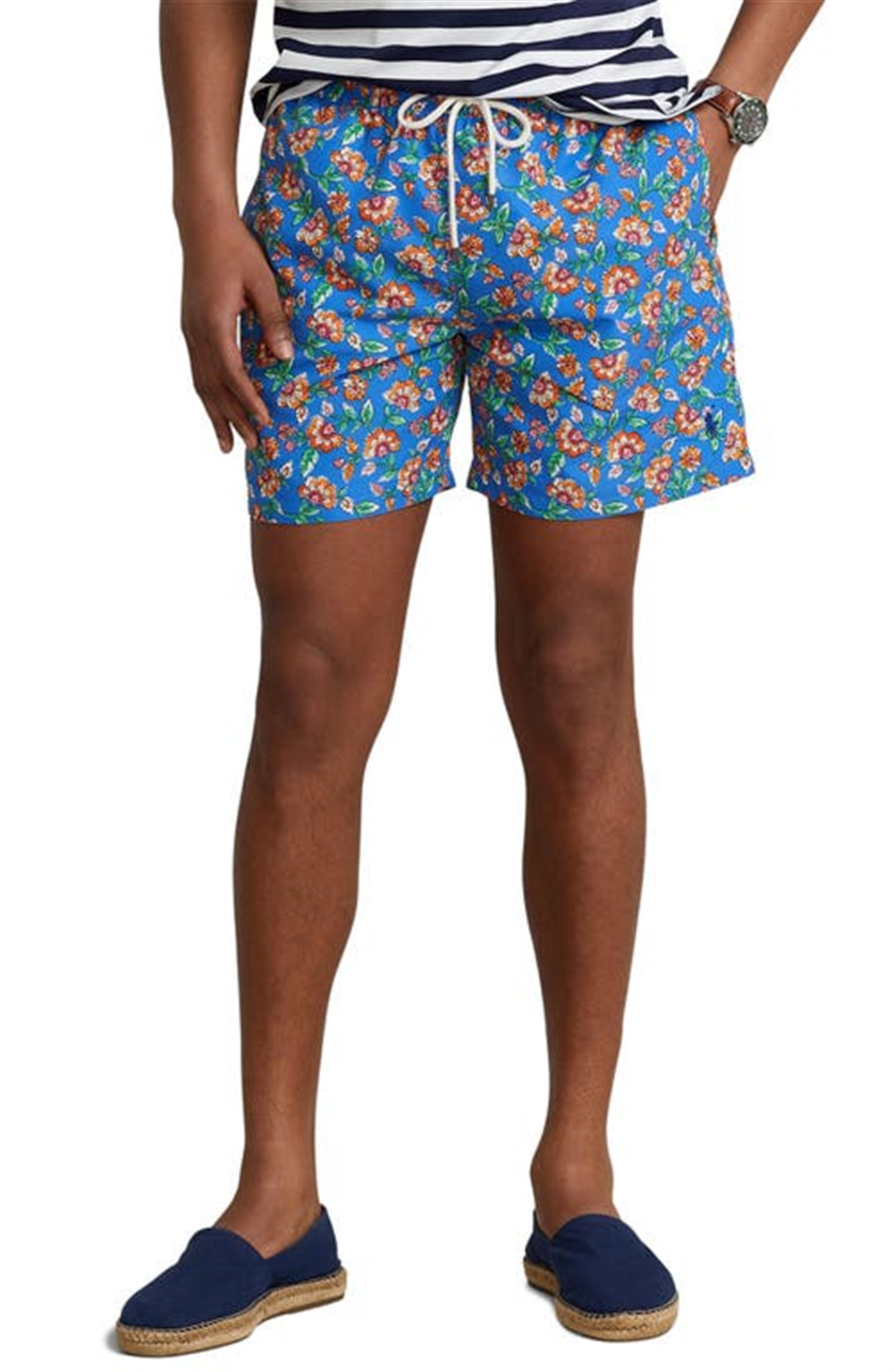 Ralph Lauren Men's Traveler Floral Recycled Polyester Swim Trunks Blue Size X-Large