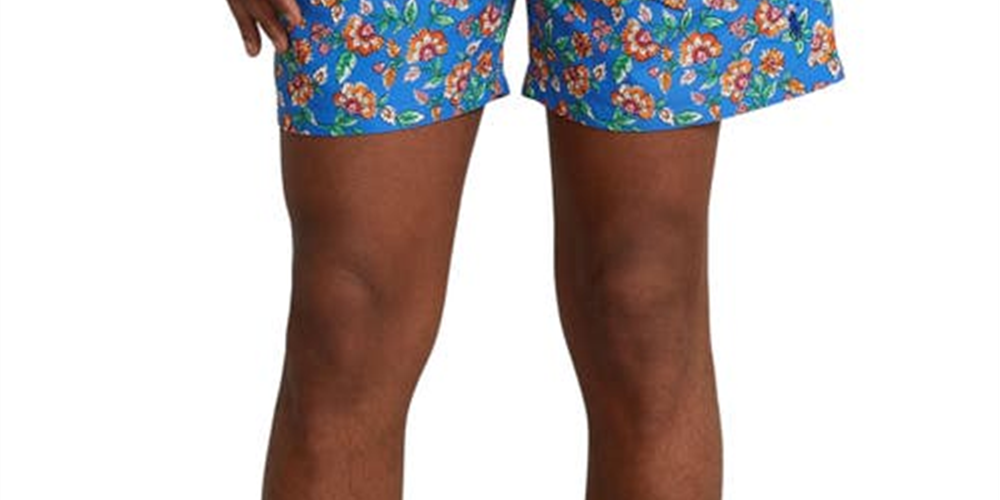 Ralph Lauren Men's Traveler Floral Recycled Polyester Swim Trunks Blue Size X-Large