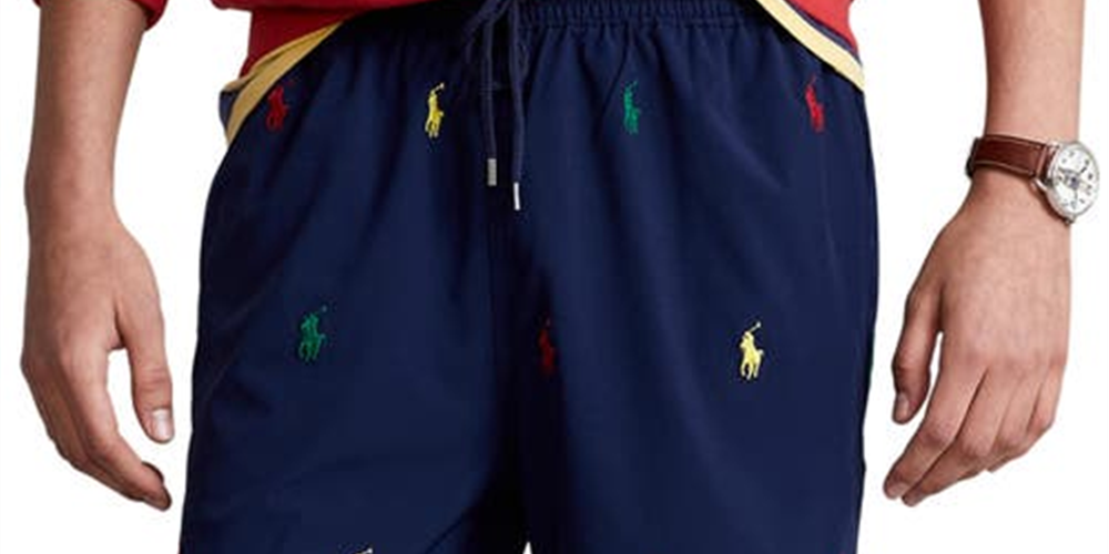 Polo Ralph Lauren Men's Traveler Polo Rider Print Swim Trunks Blue Size Large